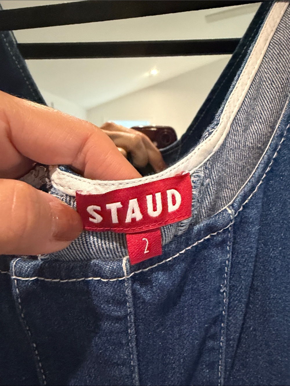 STAUD Blue Denim Fit-and-Flare Mini Dress - Picture 2 of 8
